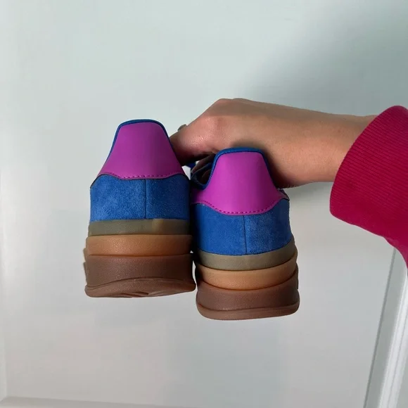 Adidas Women's Gazelle Bold Platform Sneaker in Bold Blue/Lucid Pink size 7 - Picture 4 of 5